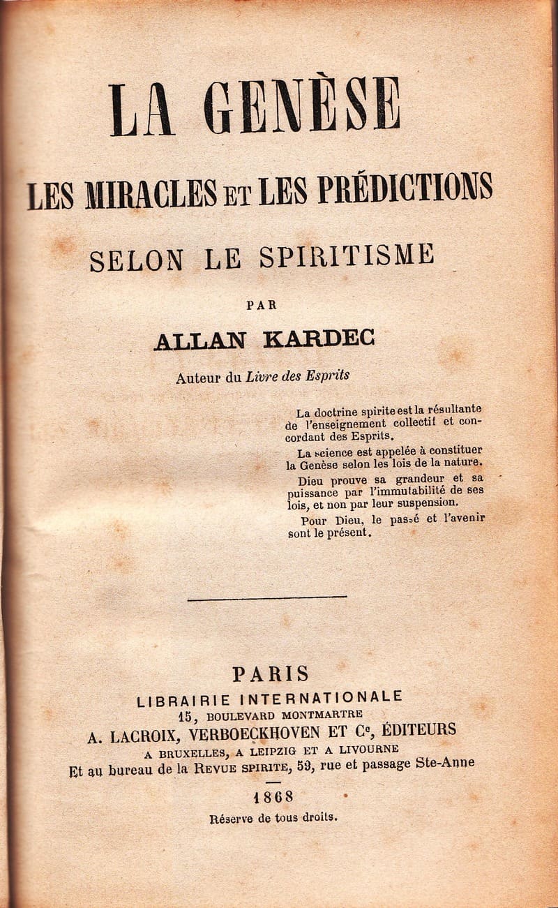 Historical French title page of La Genèse by Allan Kardec