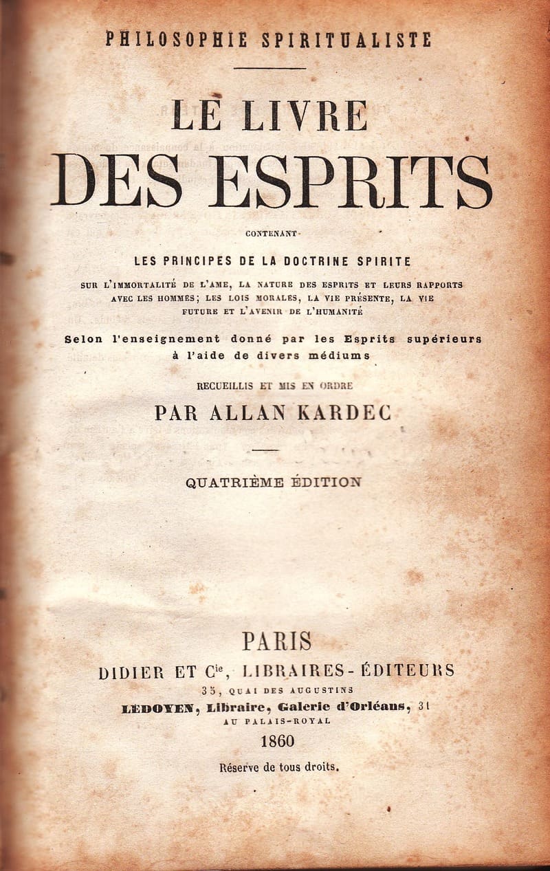 Historical French title page of Le Livre des Esprits by Allan Kardec